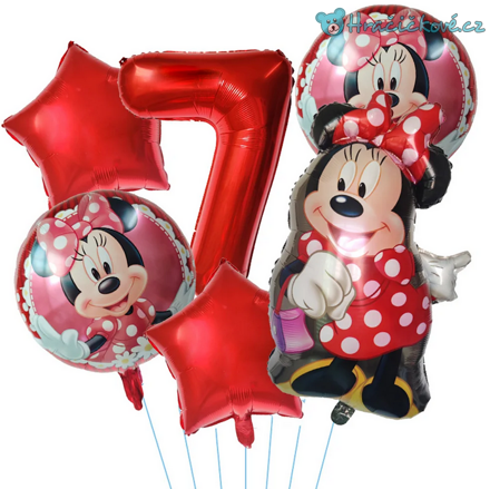 Červená Minnie narozeninový set balonků 6ks
