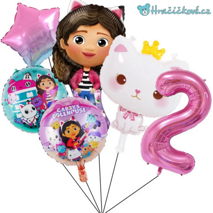 Gábinin (Gabby) kouzelný domek narozeninový set balonků 6ks, typ 2