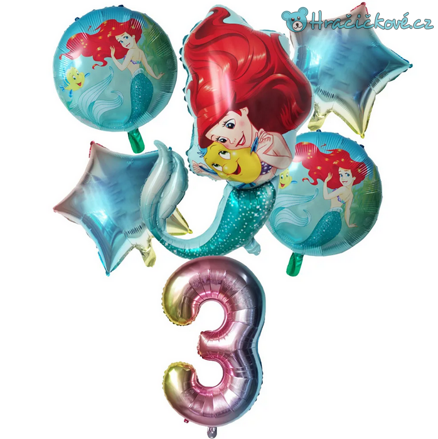 Malá mořská víla narozeninový set balonků 6ks, typ 2