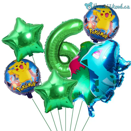 Pokemon narozeninový set balonků 6ks, typ 4